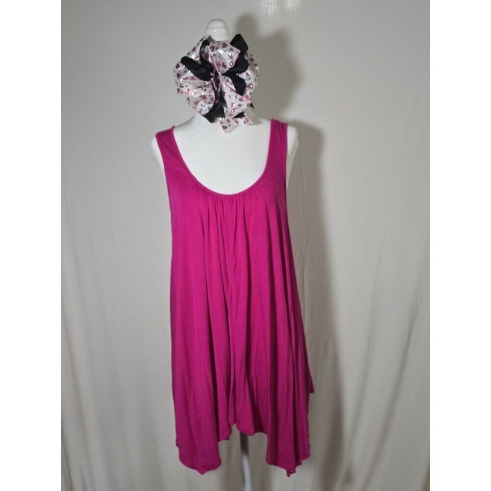 Women's Sleeveless Scoop Neck Swing Tank By Cupio Size Med But Fits 2x - Pink